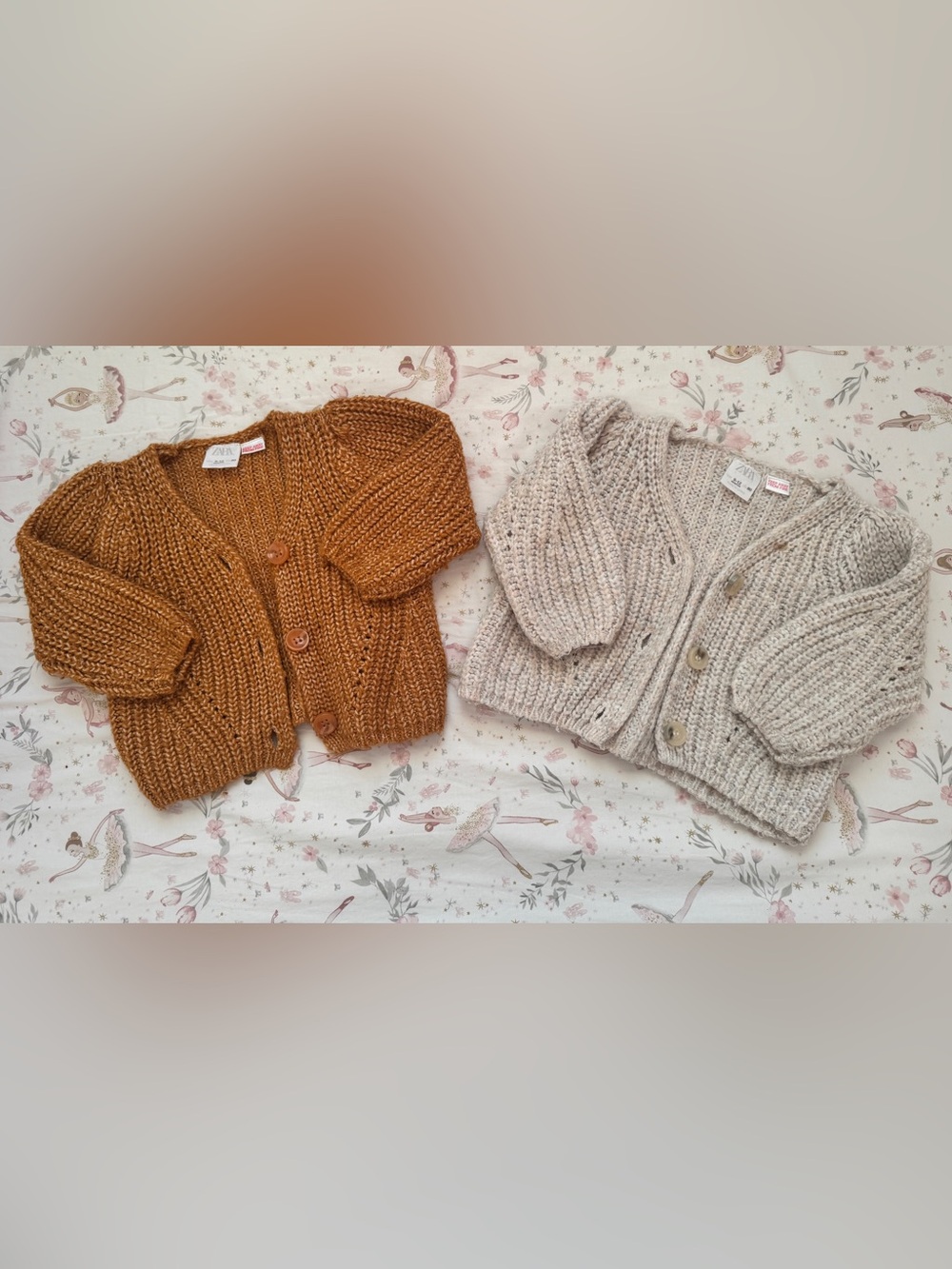 Zara Baby Chunky Knit Cardigan Lot 9-12M Neutral Oversized Cottagecore Sweaters